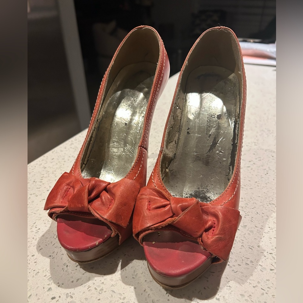 Gabriella Rocha Red Leather High Heels - Picture 9 of 9